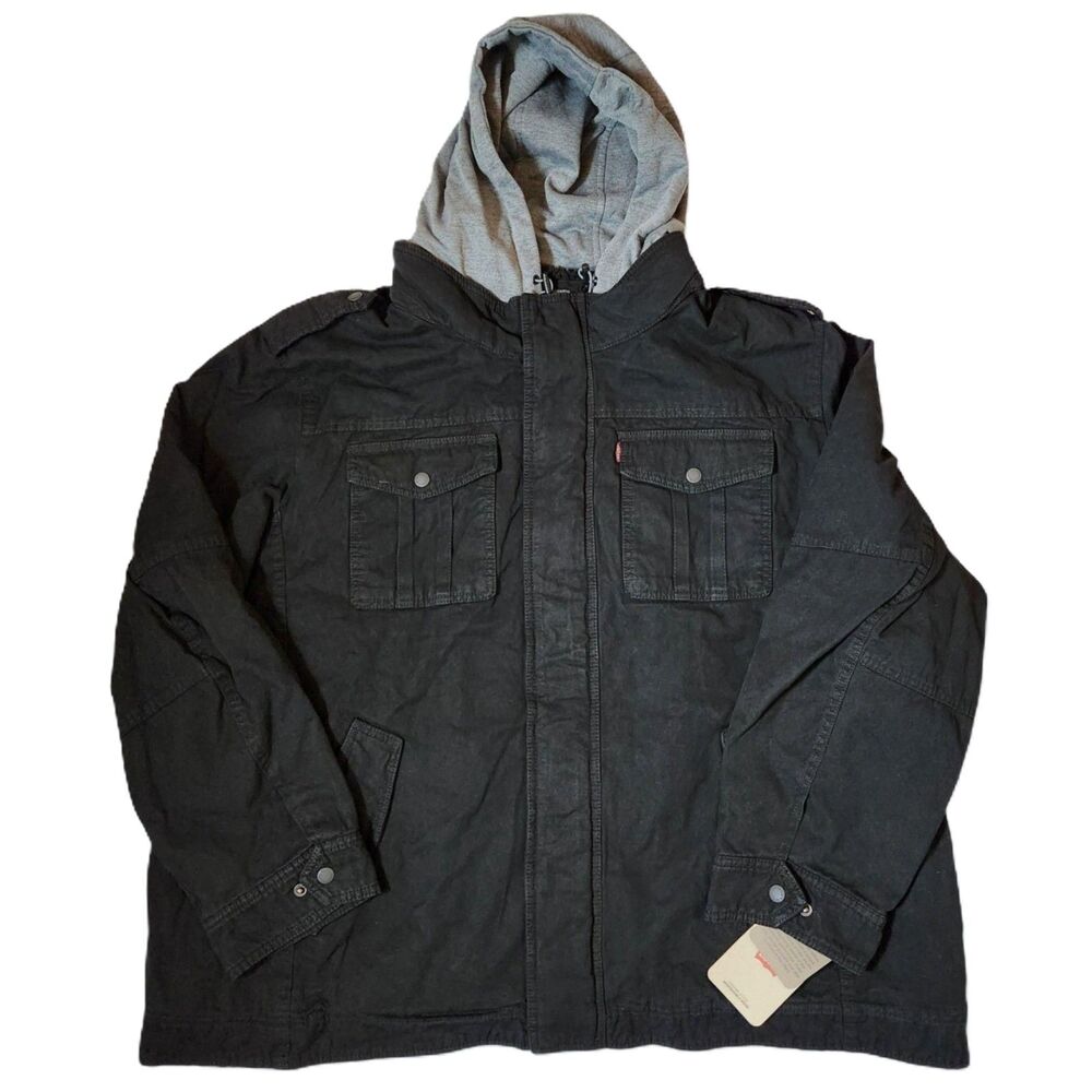 Levi’s Men’s 3XL Military Jacket Black Washed Cotton Sherpa Lined